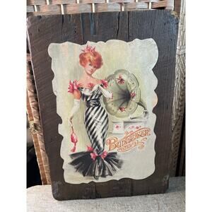 Vintage Budweiser Girl Sign - Workers Union Label Anheuser Busch, Inc.